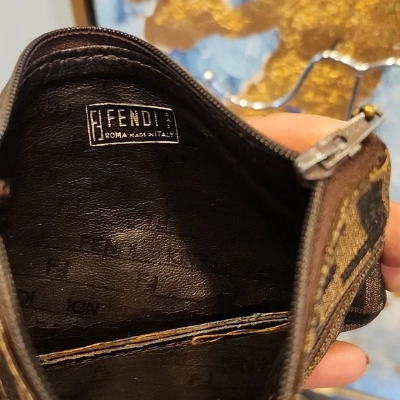 Fendi Zucca Card Holder Coin Pouch Zip Wallet Canvas Vintage - Picture 11 of 13